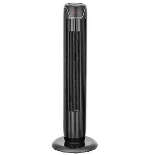 Black Desk and Tower Fan - 36" Portable: black, dark gray tower fan, minimal style