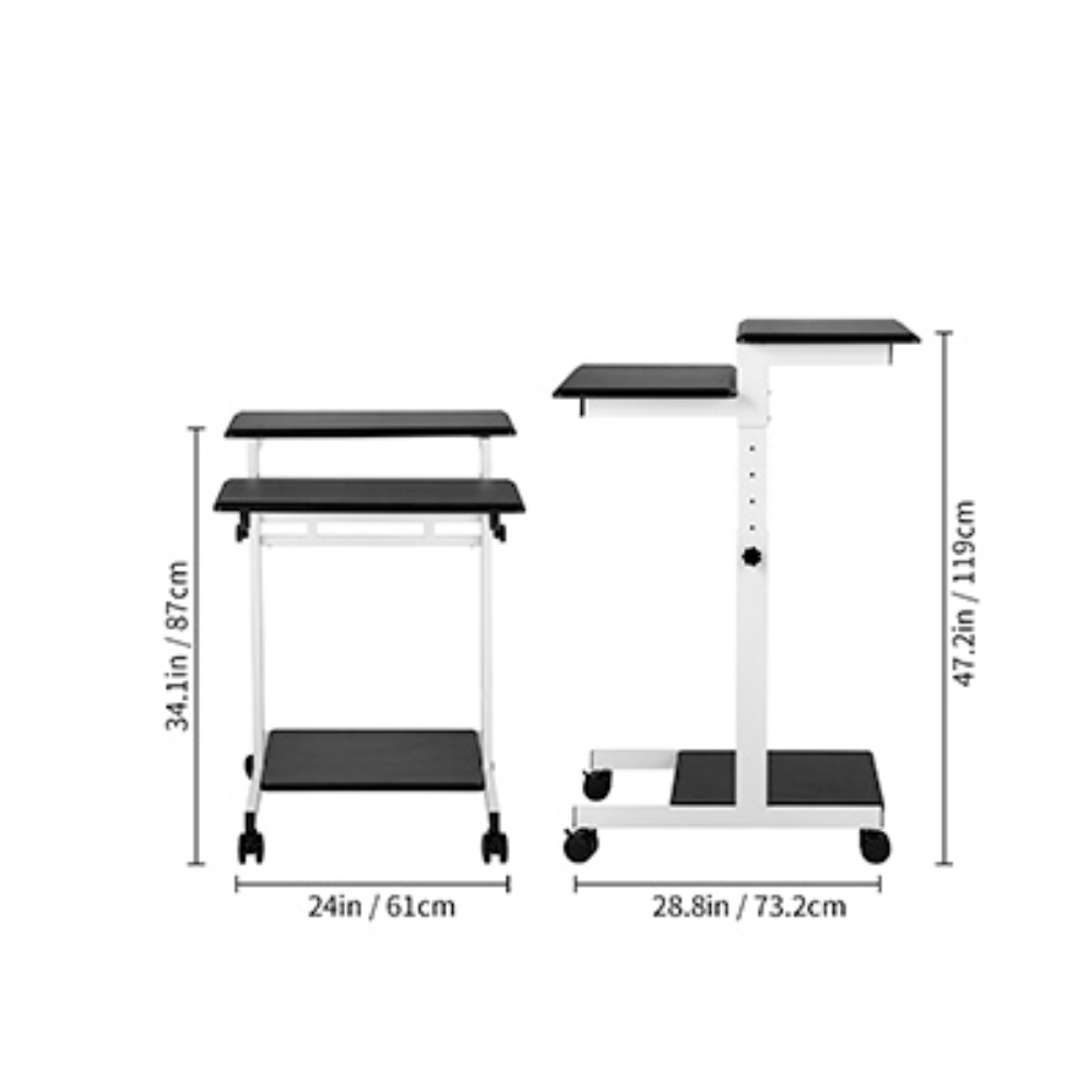 Lockable Wheeled 3-Tier Height-Adjustable Laptop Stand