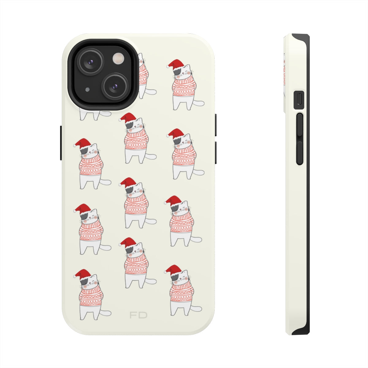 Durable Feline iPhone Case for Wireless Charging - Holiday Edition