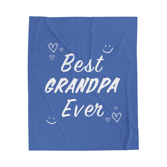 Plush Throw Blanket for an Amazing Grandfather: blue, white grandpa theme, cute handwritten typography style