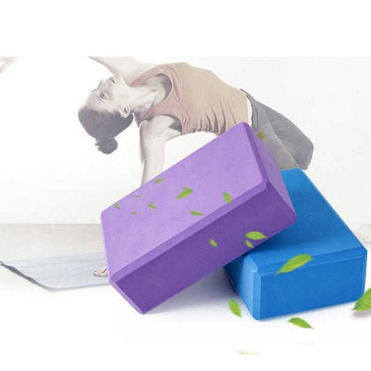 Lightweight Set of 3 Yoga Foam Fitness Blocks: purple, blue foam yoga blocks, minimal fitness product imagery style