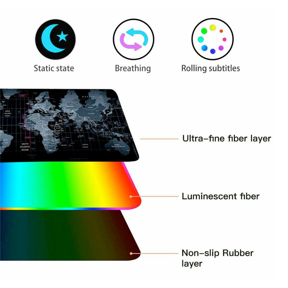 Map of the World Dragon RGB Gaming Mousepad