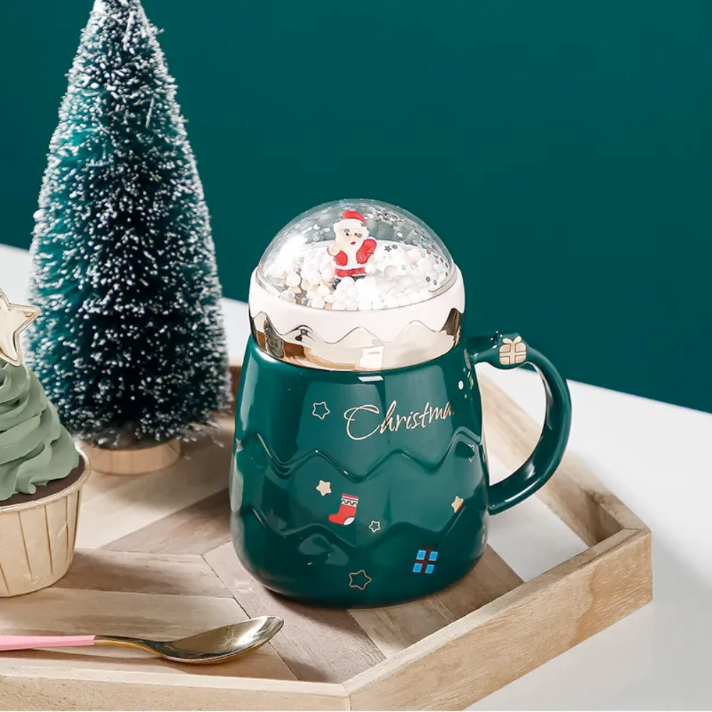 Festive Mug with Cover for Hot Drinks