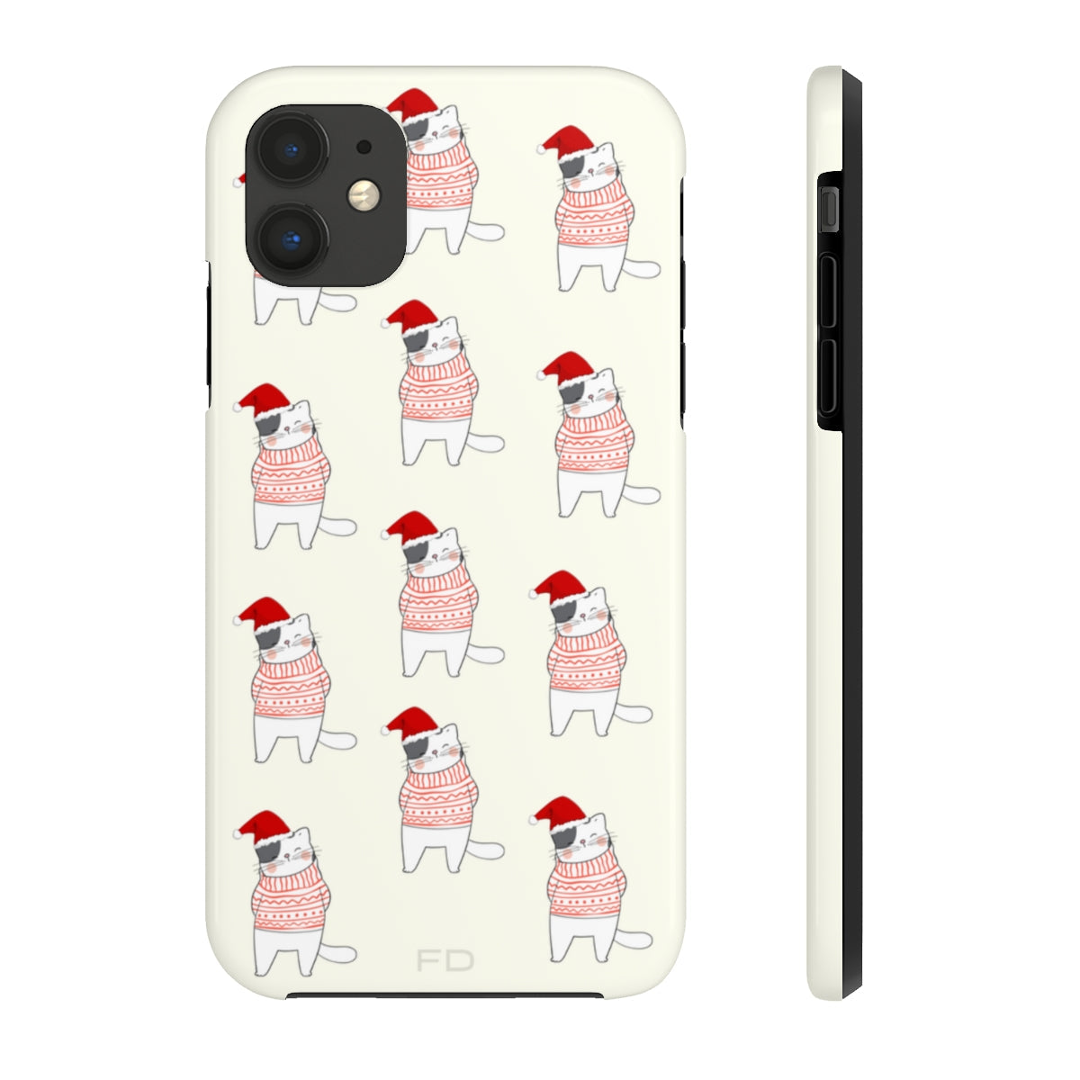 Durable Feline iPhone Case for Wireless Charging - Holiday Edition