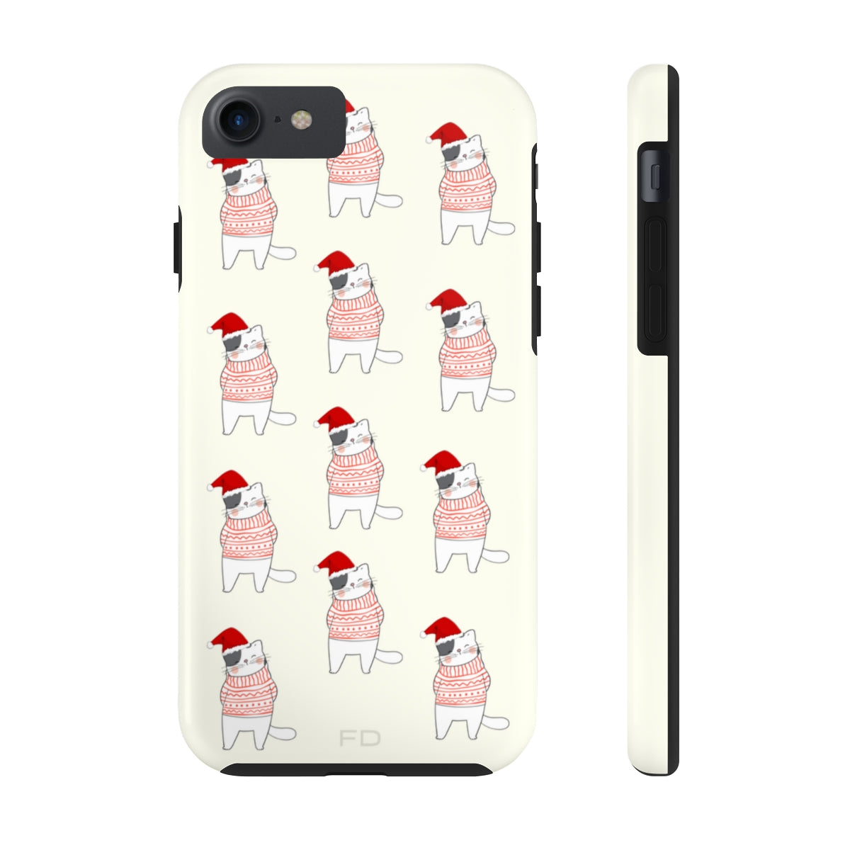Durable Feline iPhone Case for Wireless Charging - Holiday Edition