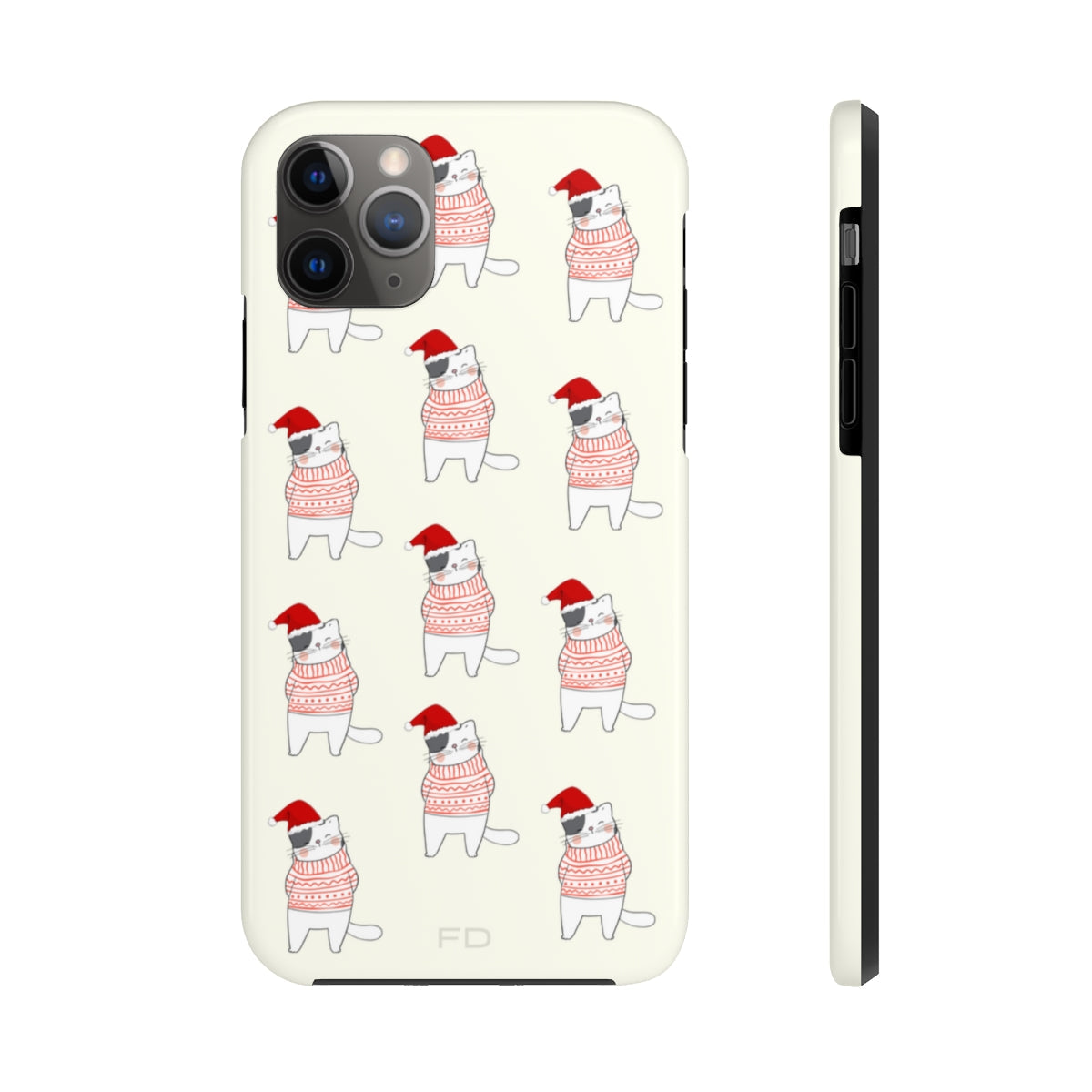 Durable Feline iPhone Case for Wireless Charging - Holiday Edition