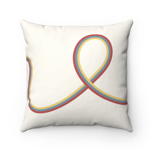 Decorative Cushion with Swirling Lines, Available in 4 Sizes: off-white, red square throw pillow, minimal graphic style
