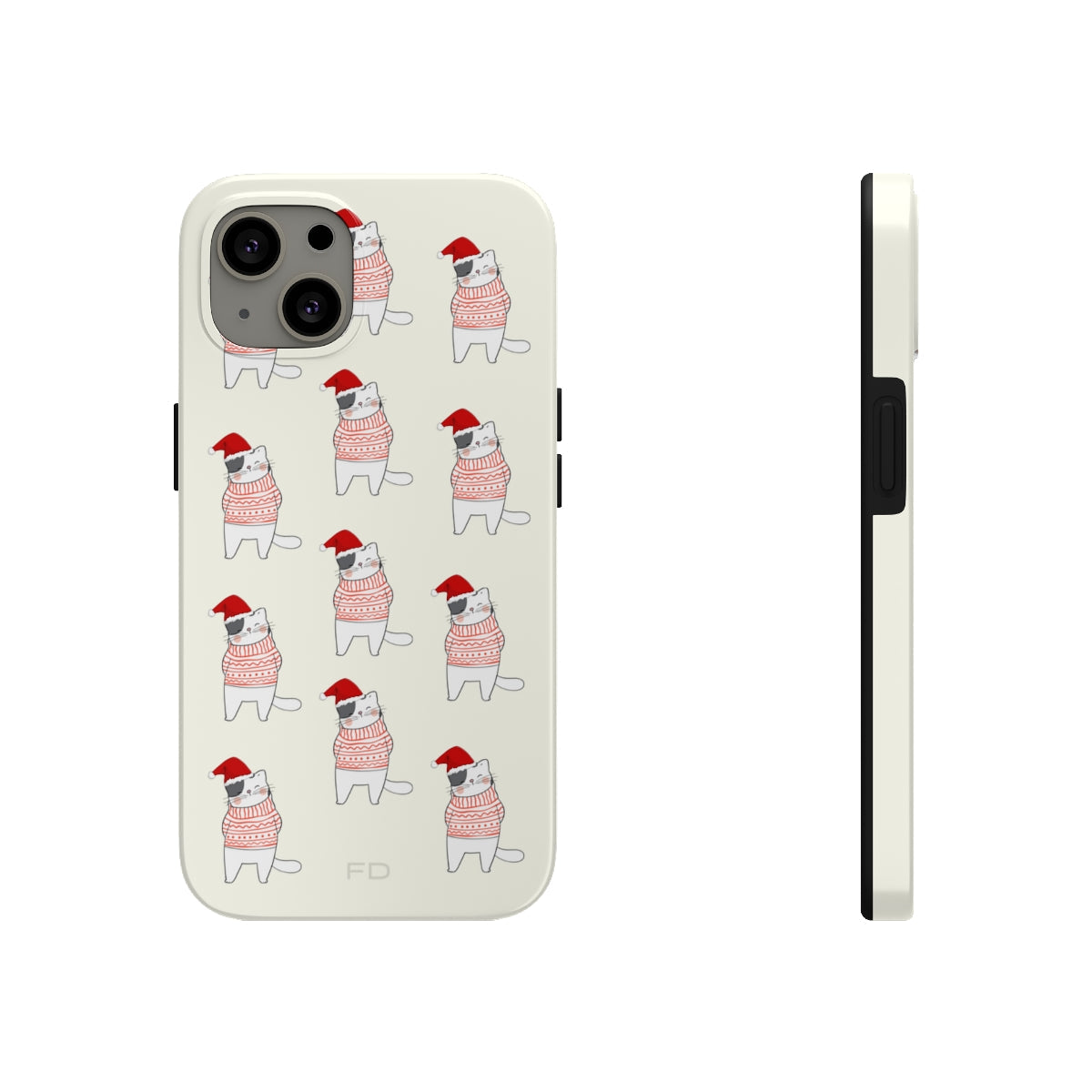 Durable Feline iPhone Case for Wireless Charging - Holiday Edition