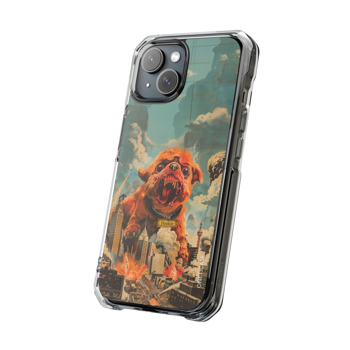 Reworked Title: Clear Magnetic Case with a Vintage Vibe for iPhone Models