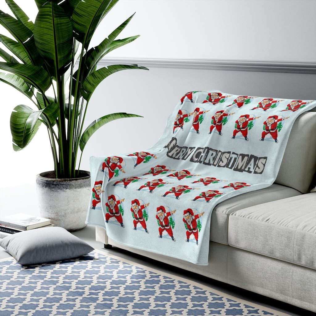 Santa Dancing Plush Velveteen Throw