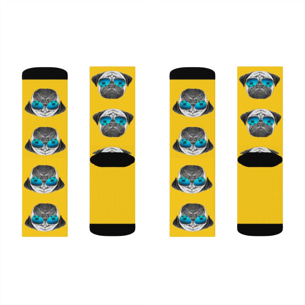 Novelty Socks with a Pug Wearing Sunglasses