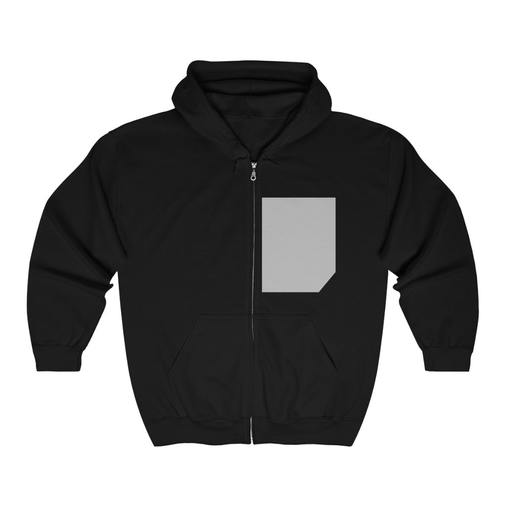 Gray Zip Up Hoodie with Faux Pocket - Men's Heavy Blend