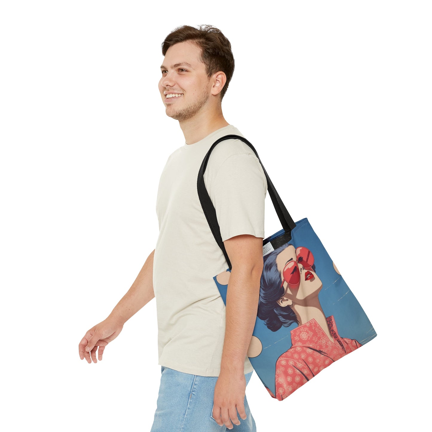 Sakura Blossom Kimono Print Medium Tote Bag with Pop of Color