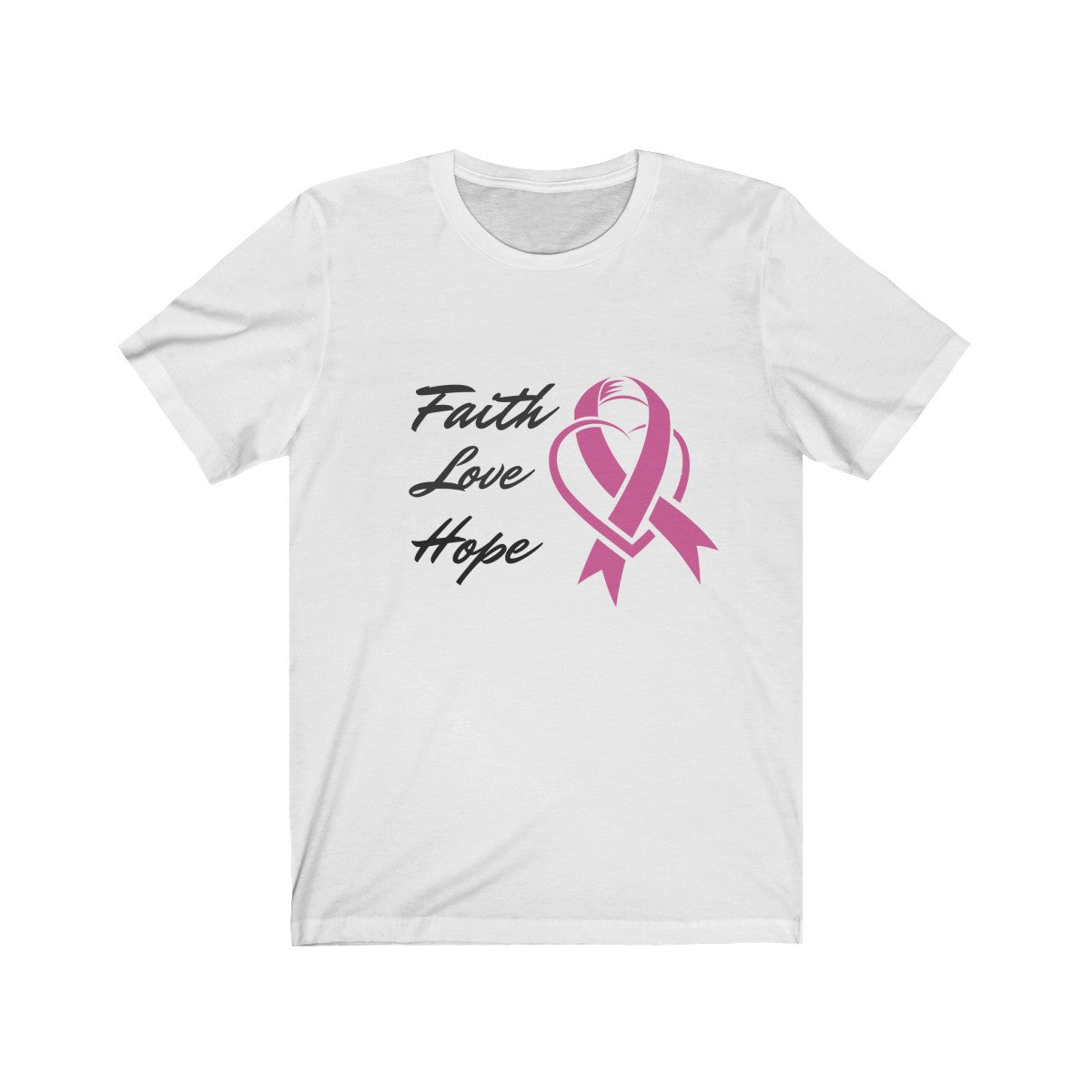 Pink Ribbon Theme T-Shirt - Embodying Faith, Love, and Hope