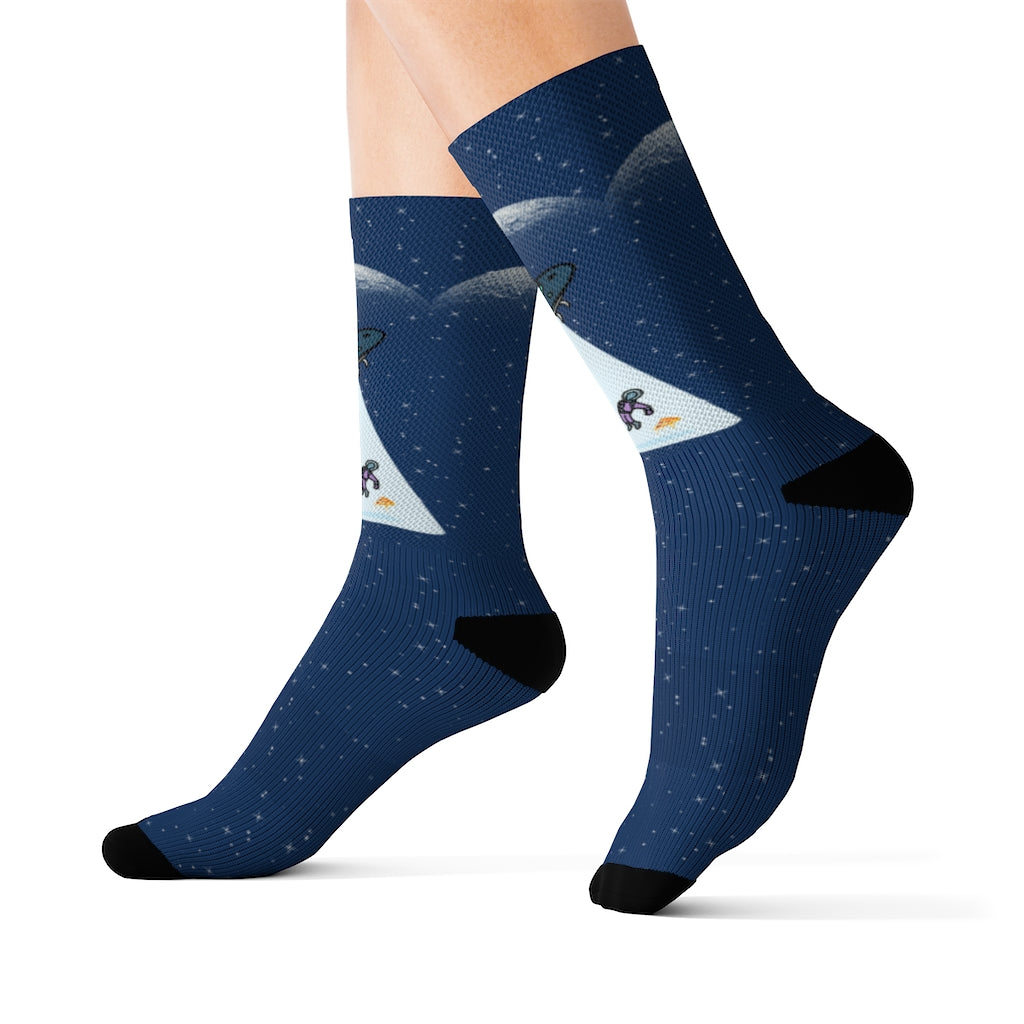 Pizza Extraterrestrial Adventure Novelty Socks