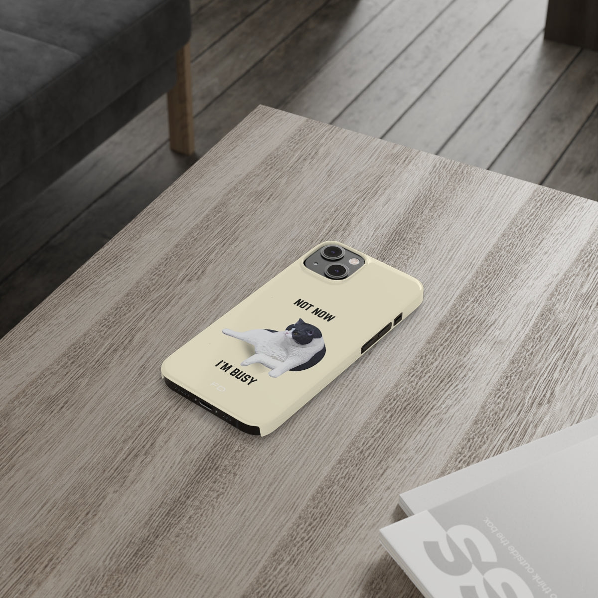 Amusing Feline Boredom Design Sleek Phone Cover for iPhone 14, 14 PRO, and 14 PRO MAX