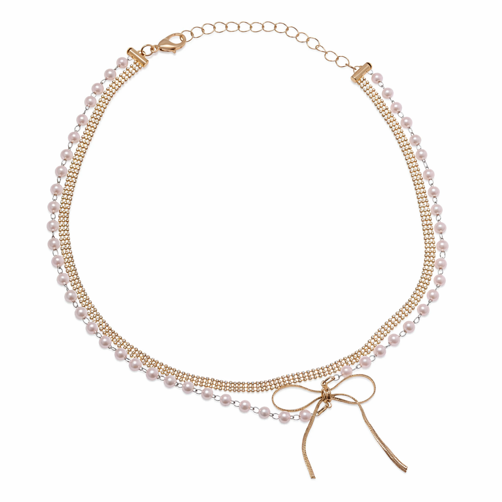 Layered Necklace for Women with a Bow Accent Default