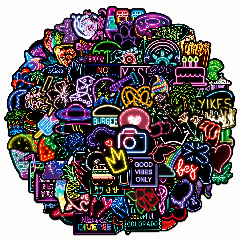 Cute Penguin Neon Style Stickers Default