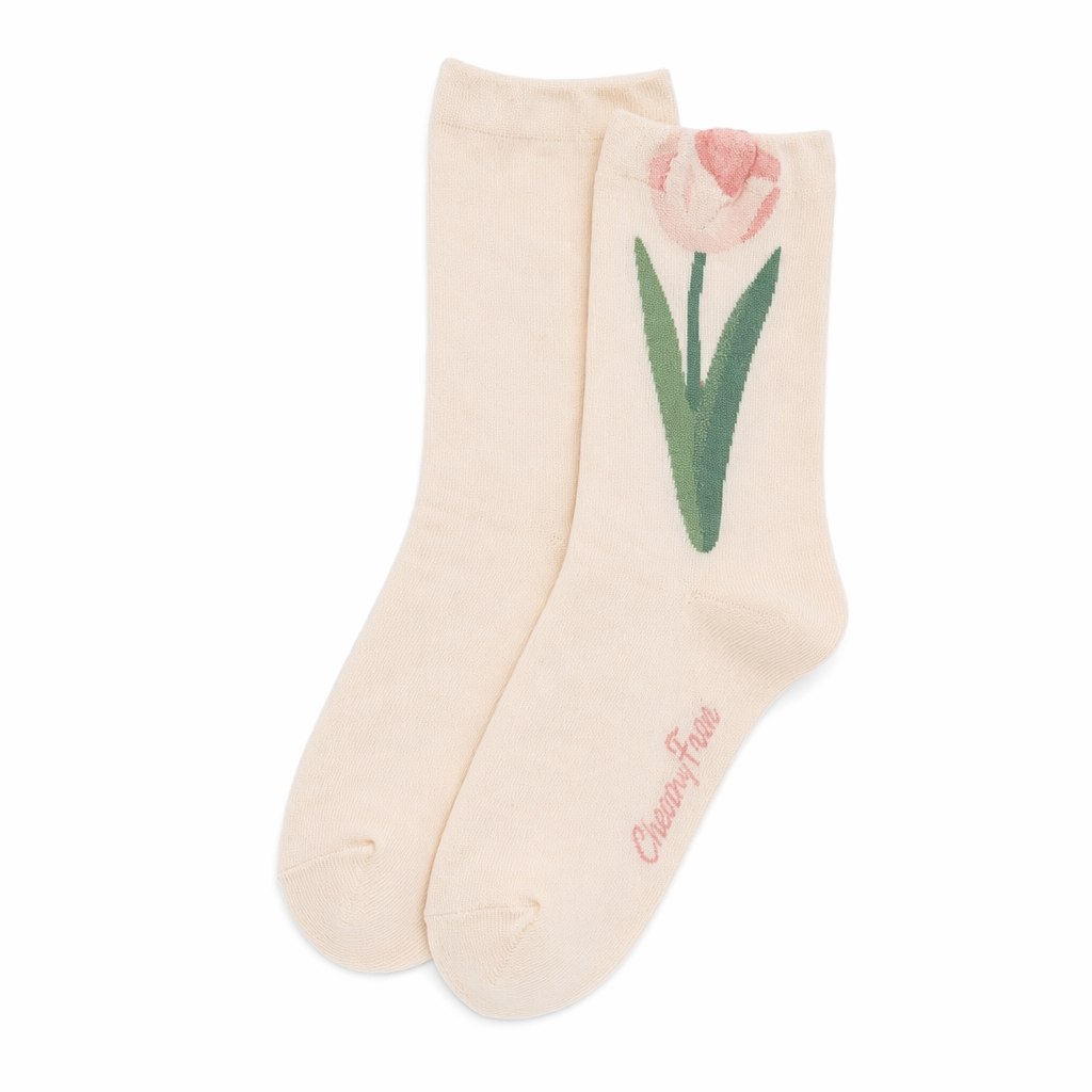 Kawaii Tulip Flower Cotton Socks 1flwoer