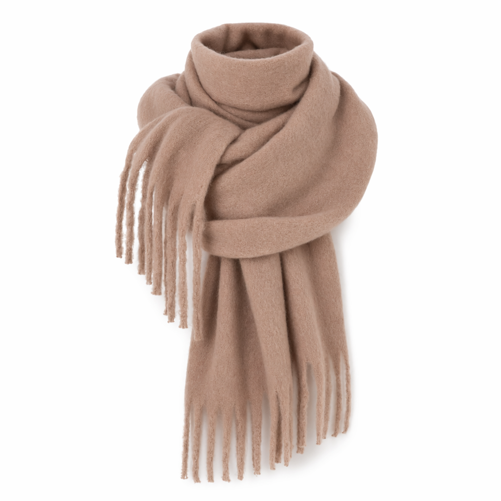 Thick and Cozy Wrap Scarf Light Brown