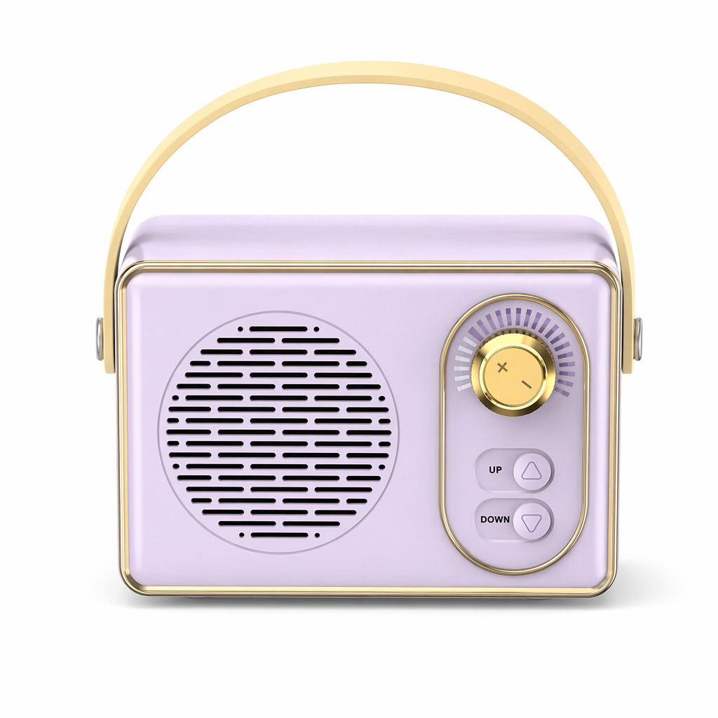 Retro Mini Wireless Bluetooth Speaker with Adjustable Knob Purple