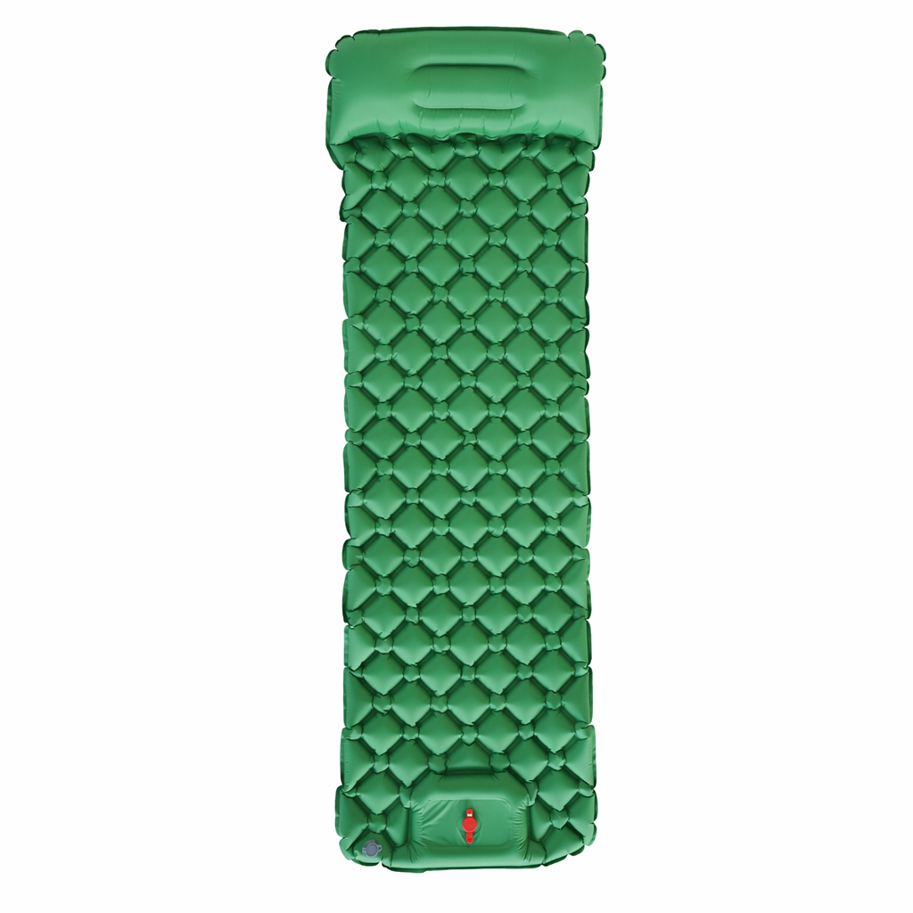 Inflatable Outdoor Mat with Pump and Neck Support Green