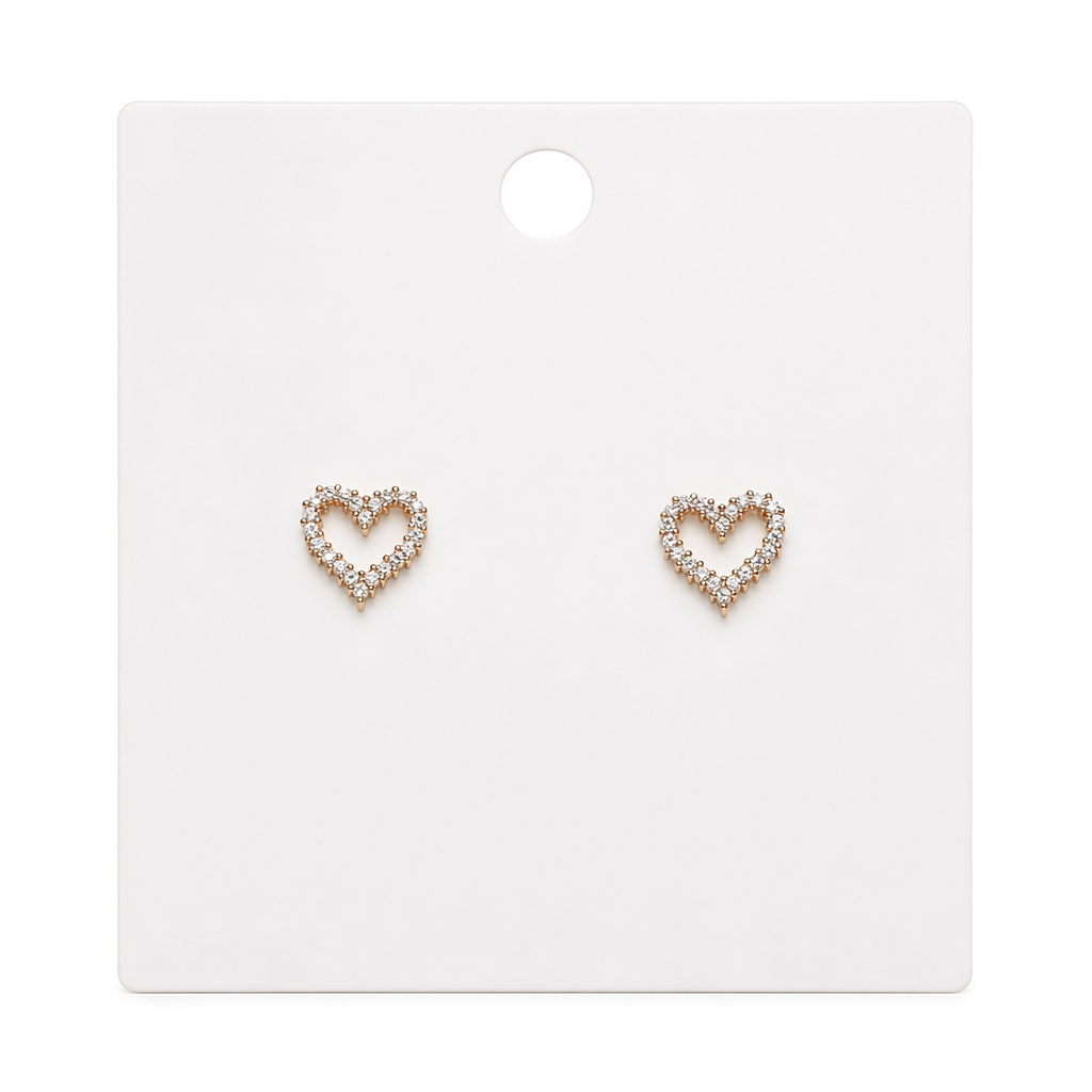 Heart-shaped Sparkling Stud Earrings Rose Gold