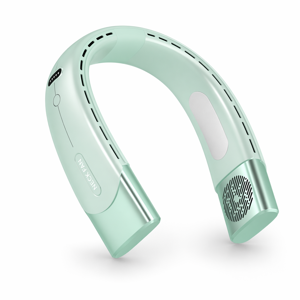 5-Speed Portable Neck Fan for Cooling On-the-Go GREEN