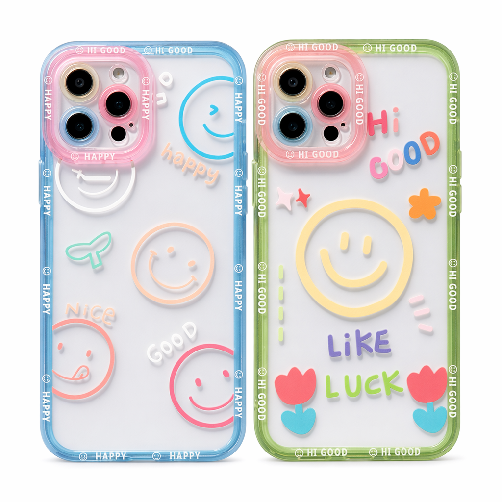 Transparent iPhone Cover with Smiling Emoji Face Default