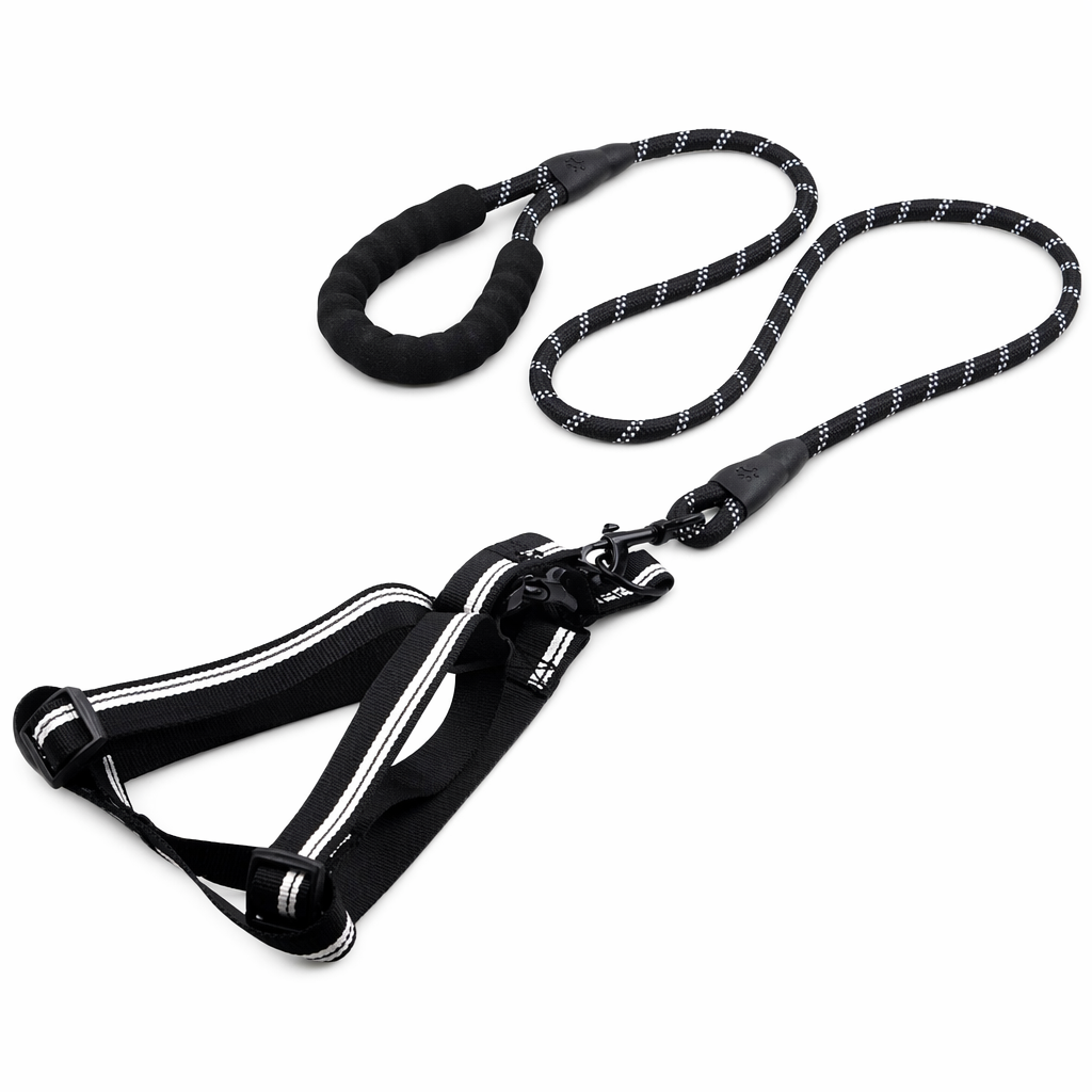 Padded Handle Comfort Dog Leash for Maximum Comfort BLACK