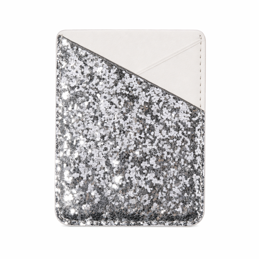 Universal Sparkling Sequins Adhesive Pocket for Mobile Phone Covers Metallic Silver