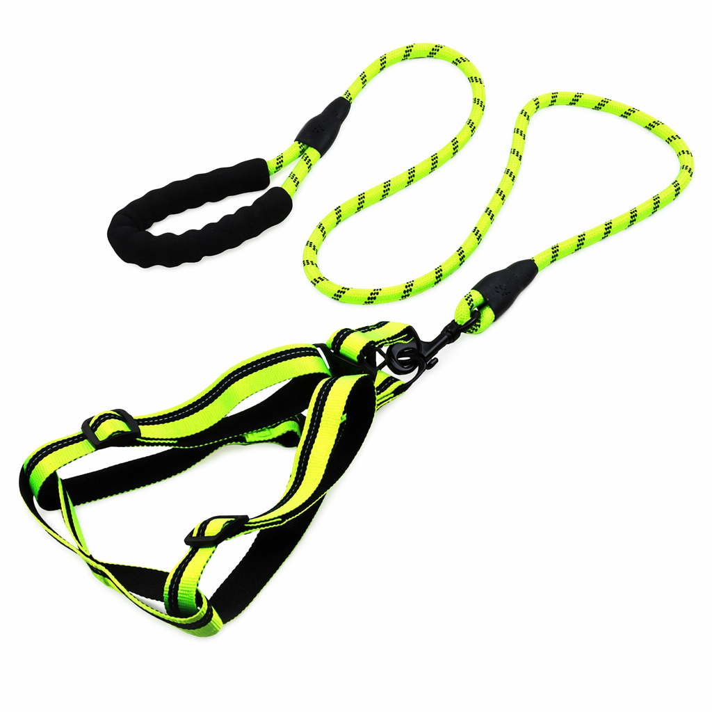 Padded Handle Comfort Dog Leash for Maximum Comfort GREEN