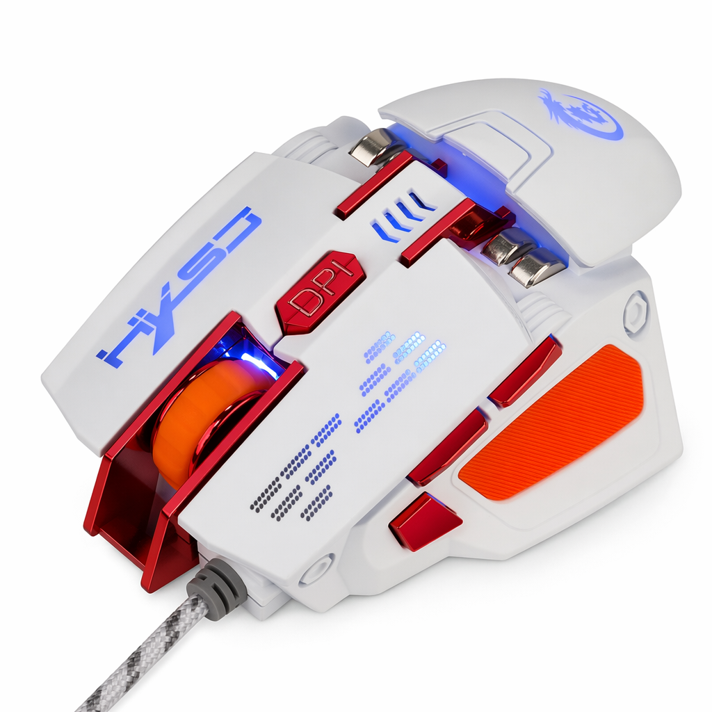 4000DPI Optical Wired Gaming Mouse with 7D Buttons White