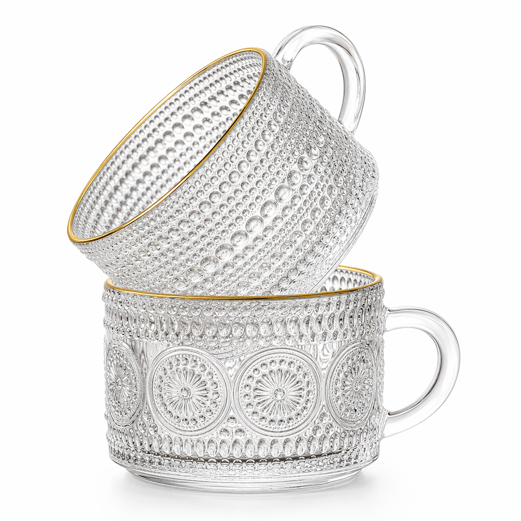 Embossed Glass Coffee Cup Collection Default