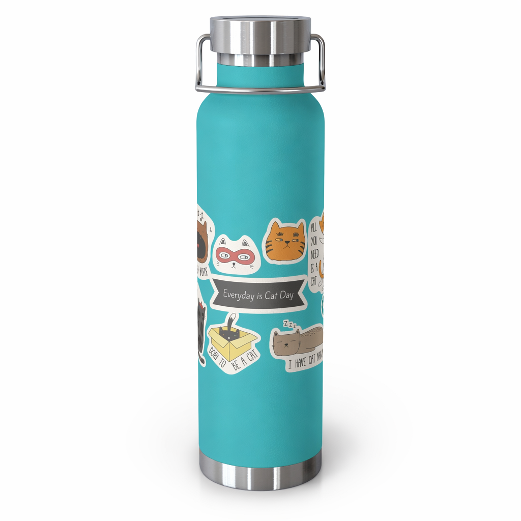 Cat Lover's Thermos Bottle - 22oz Mint Green