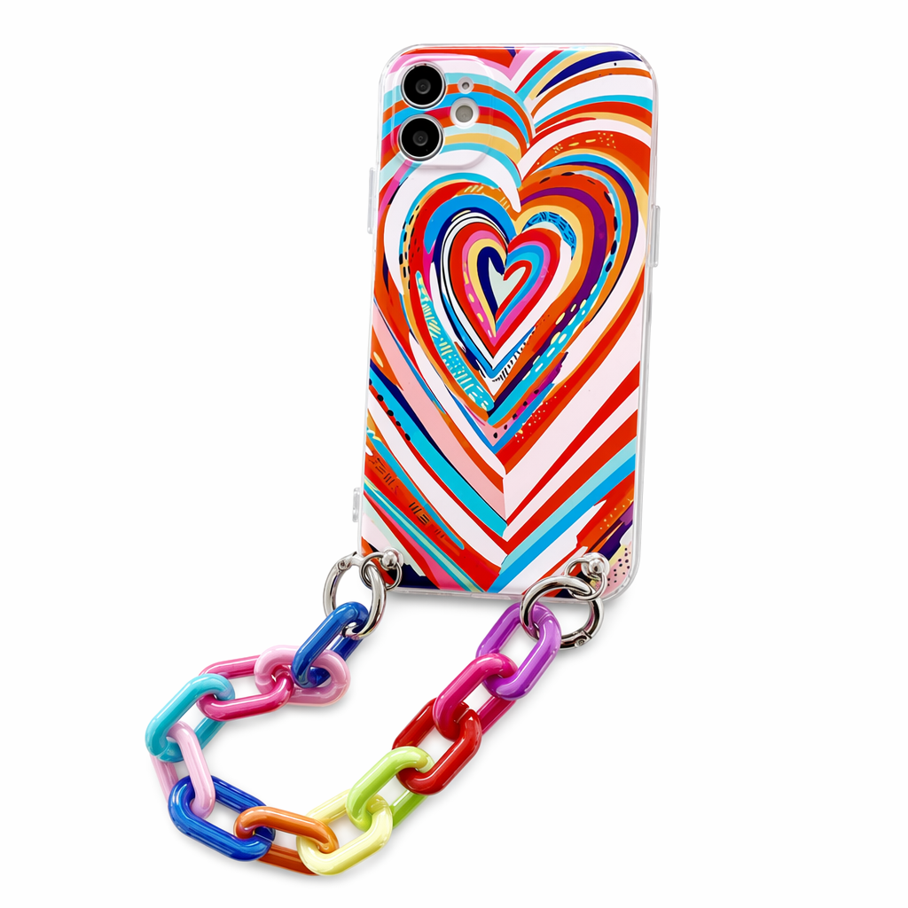 Colorful iPhone Case with Bracelet Chain - A Vibrant and Stylish Phone Accessory B