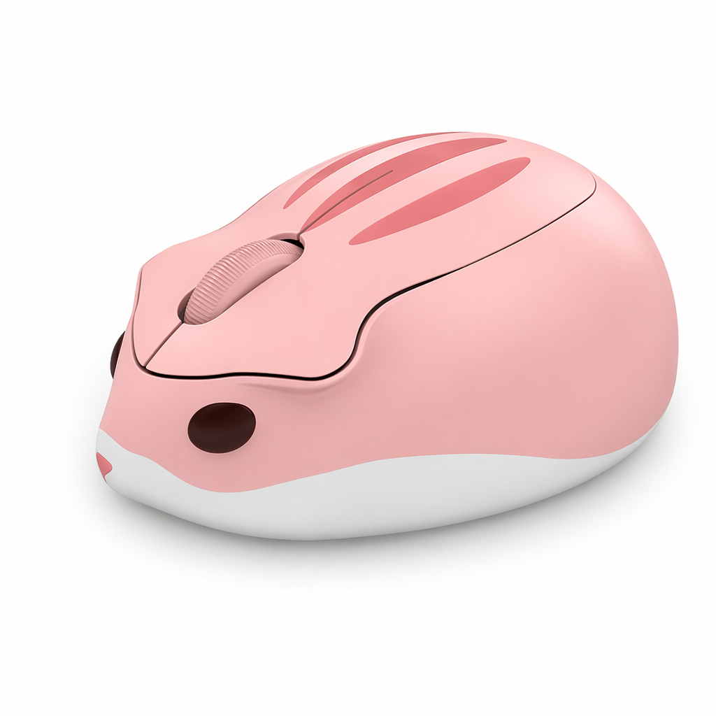 Cute Hamster Wireless Mouse with USB Pink