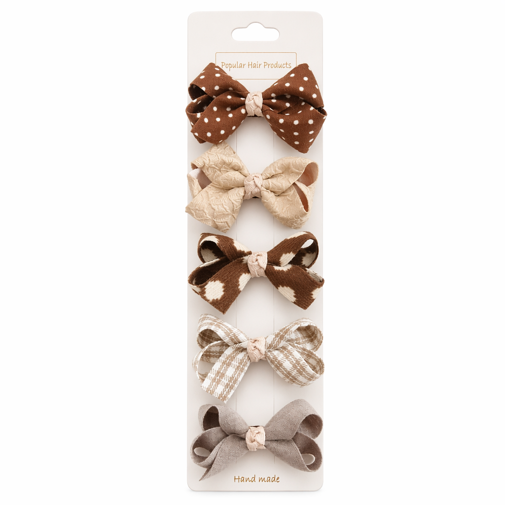 Chic Hair Bow Pins in Neutral Tones 5 Single coffee A