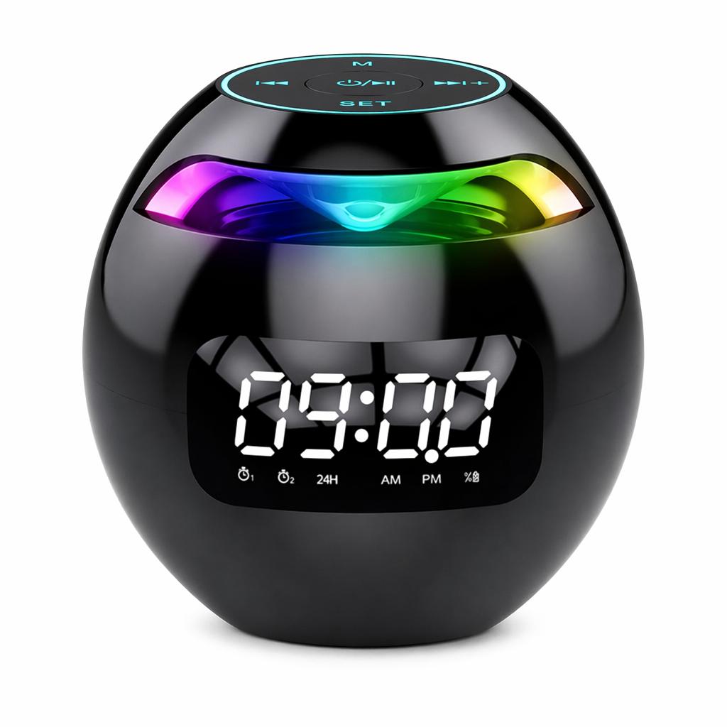Wireless Bluetooth Speaker with Clock Functionality Black