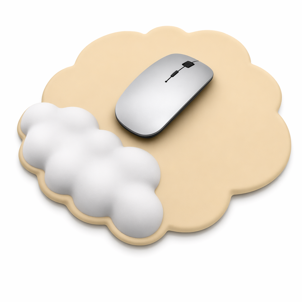 Cloud Mouse Pad with Wrist Support Yellow