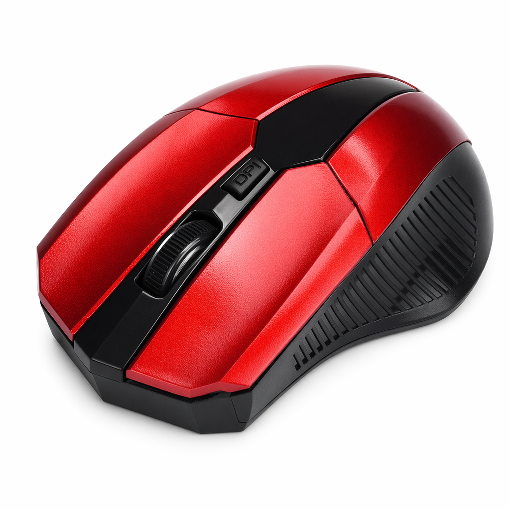 Wireless Optical Mouse for PC and Mac - 2.4GHz Connectivity Red