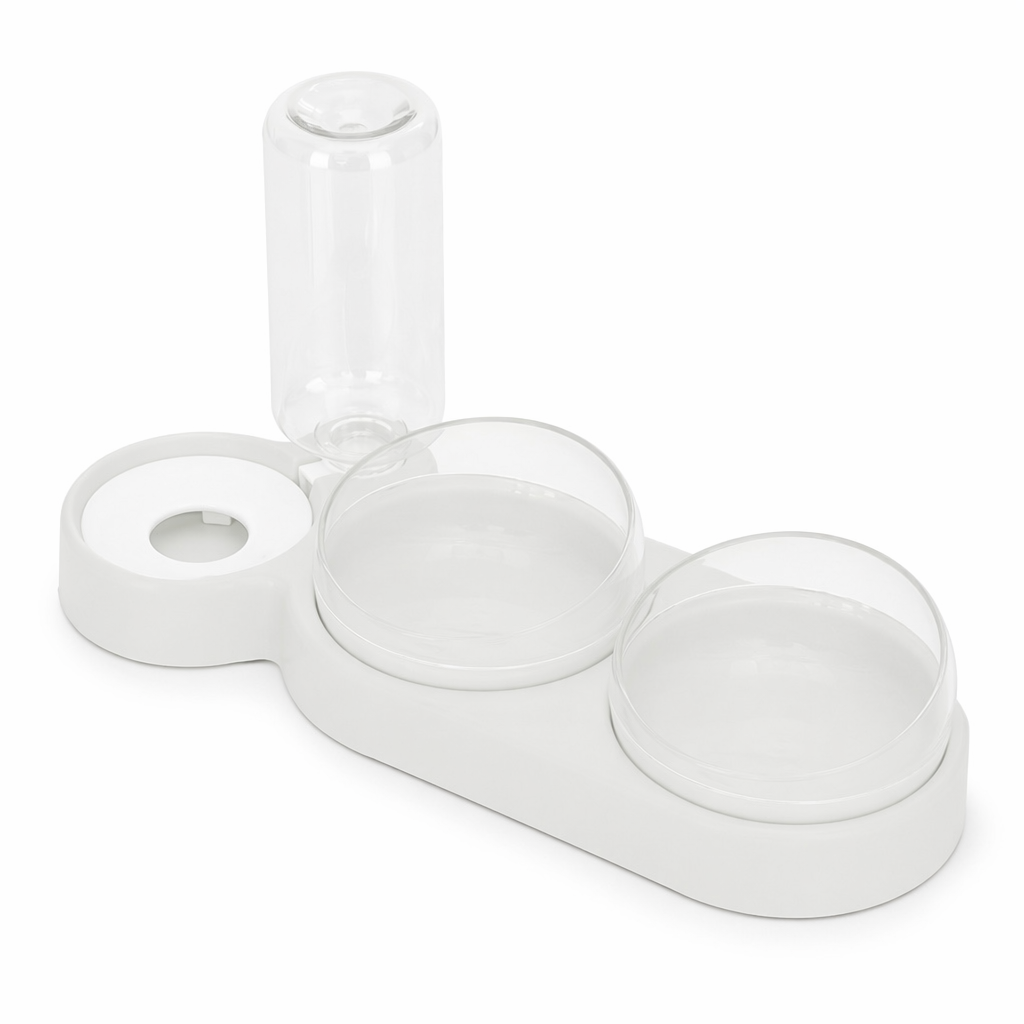 Automatic Tilted Pet Bowl Collection White