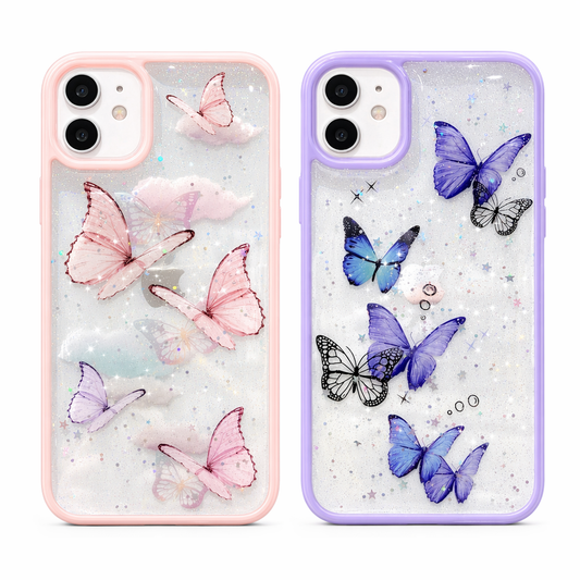 Glitter Butterfly Transparent iPhone Case Default