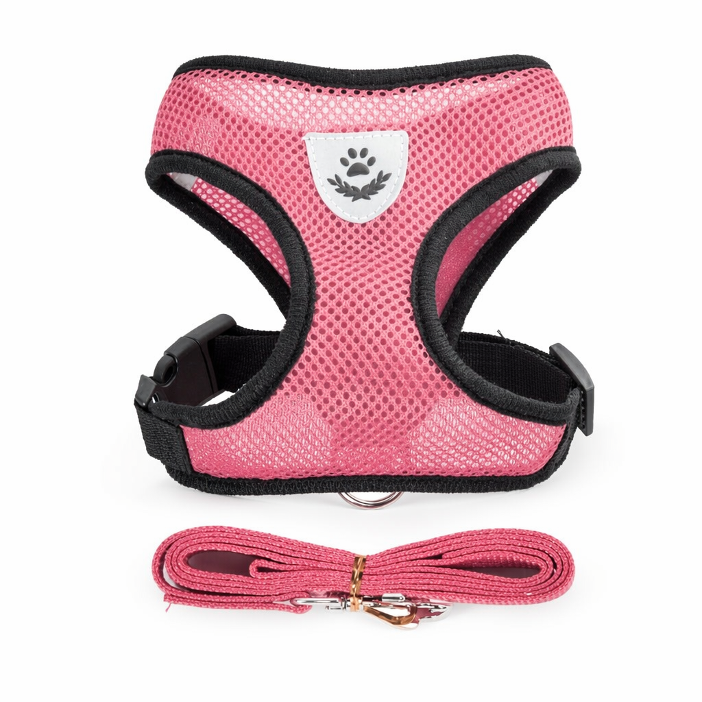 Adjustable Pet Harness with Leash: Ensuring Comfort and Control for Your Furry Friend Pink