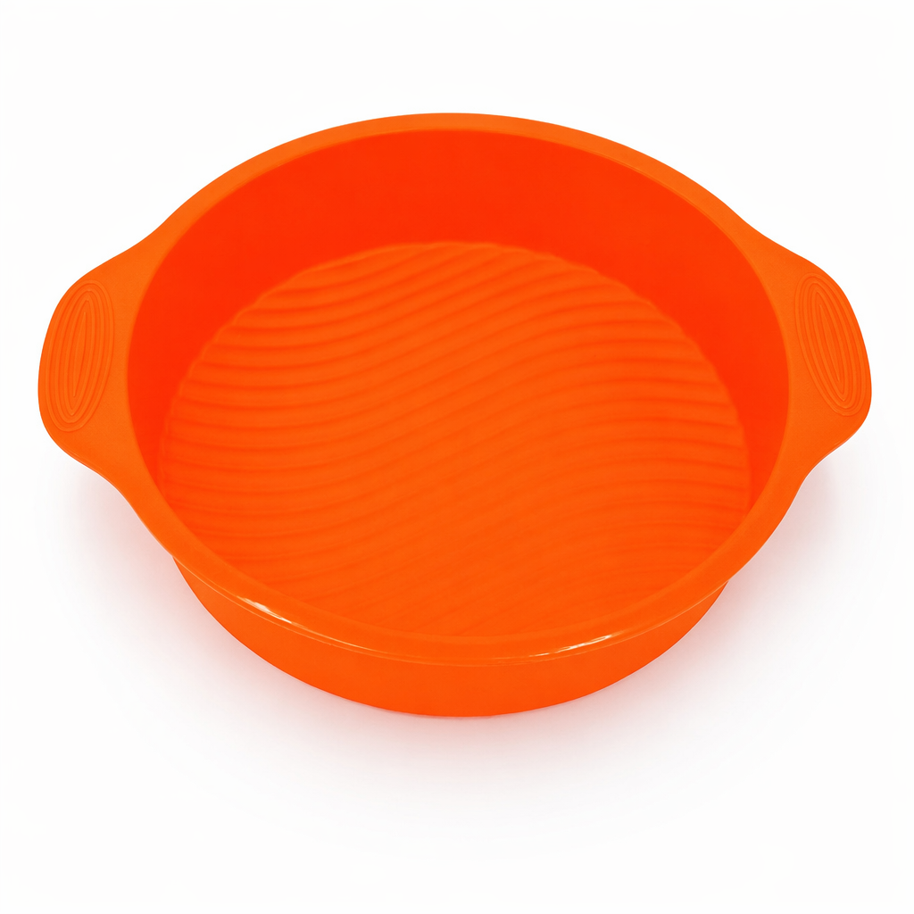 Two Pieces Set of 9-inch Circular Silicone Cake Molds for DIY 3D Cake Shapes Orange