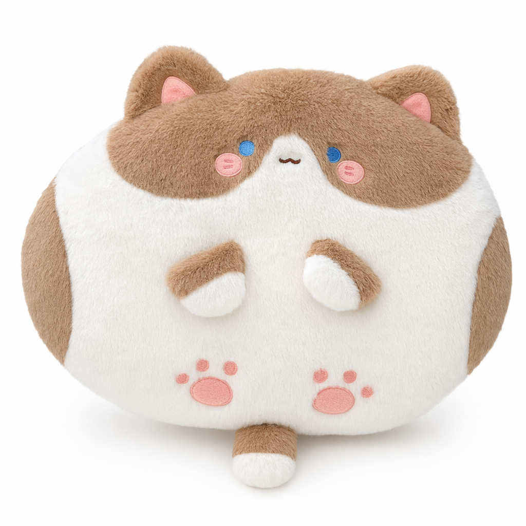 Cute Cat Plush Cushion - Comfortable & Adorable Chocolate