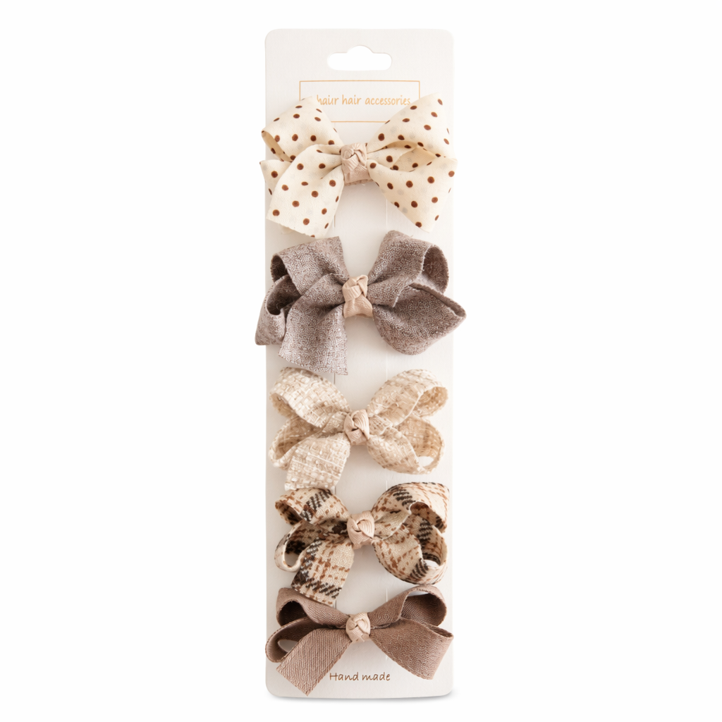 Chic Hair Bow Pins in Neutral Tones 5 Single khaki B