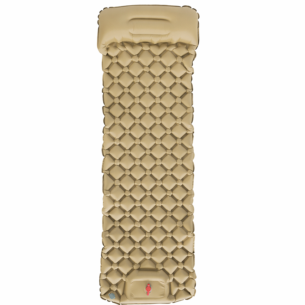 Inflatable Outdoor Mat with Pump and Neck Support Khaki