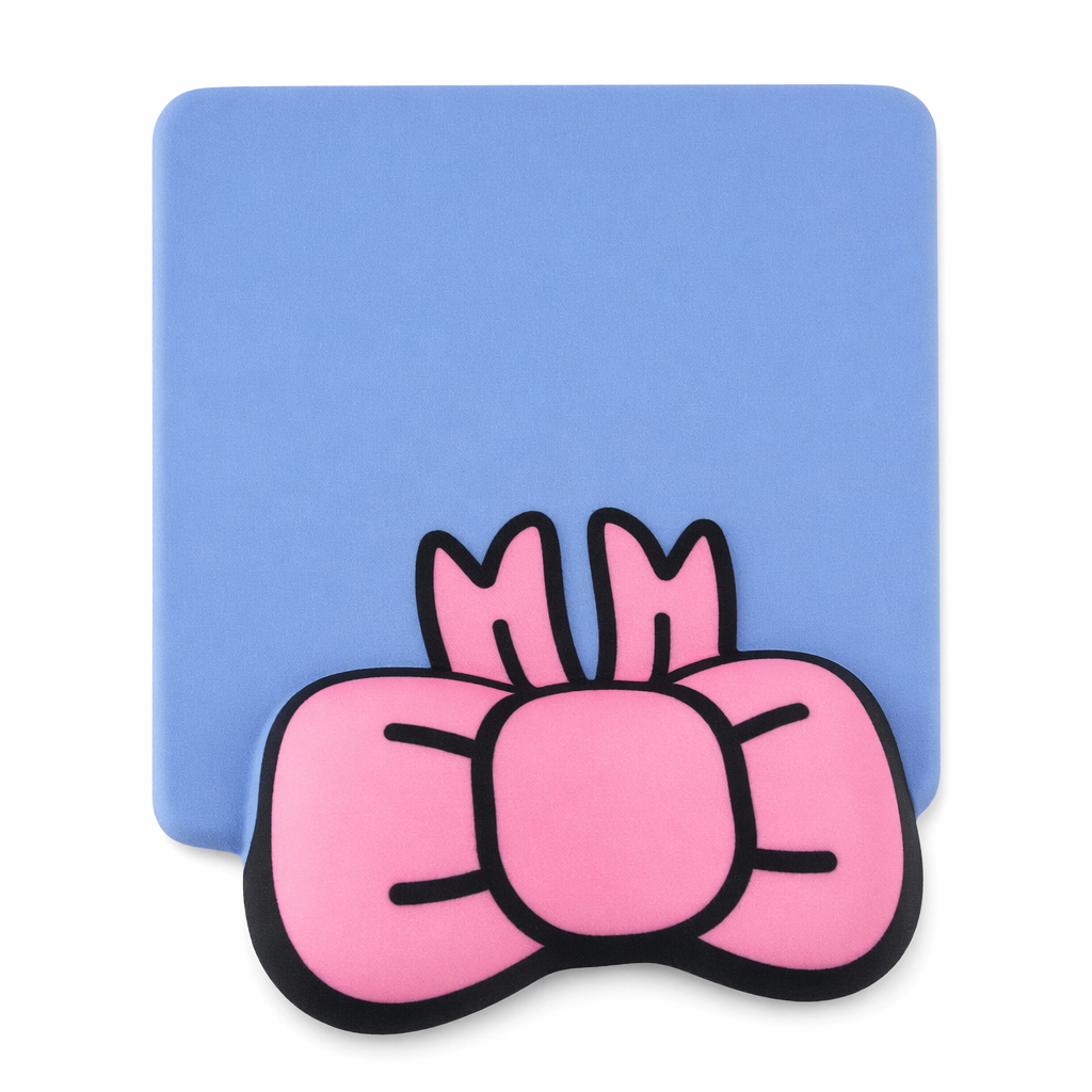 Kawaii Bow Tie Mouse Pad with Wrist Rest Blue