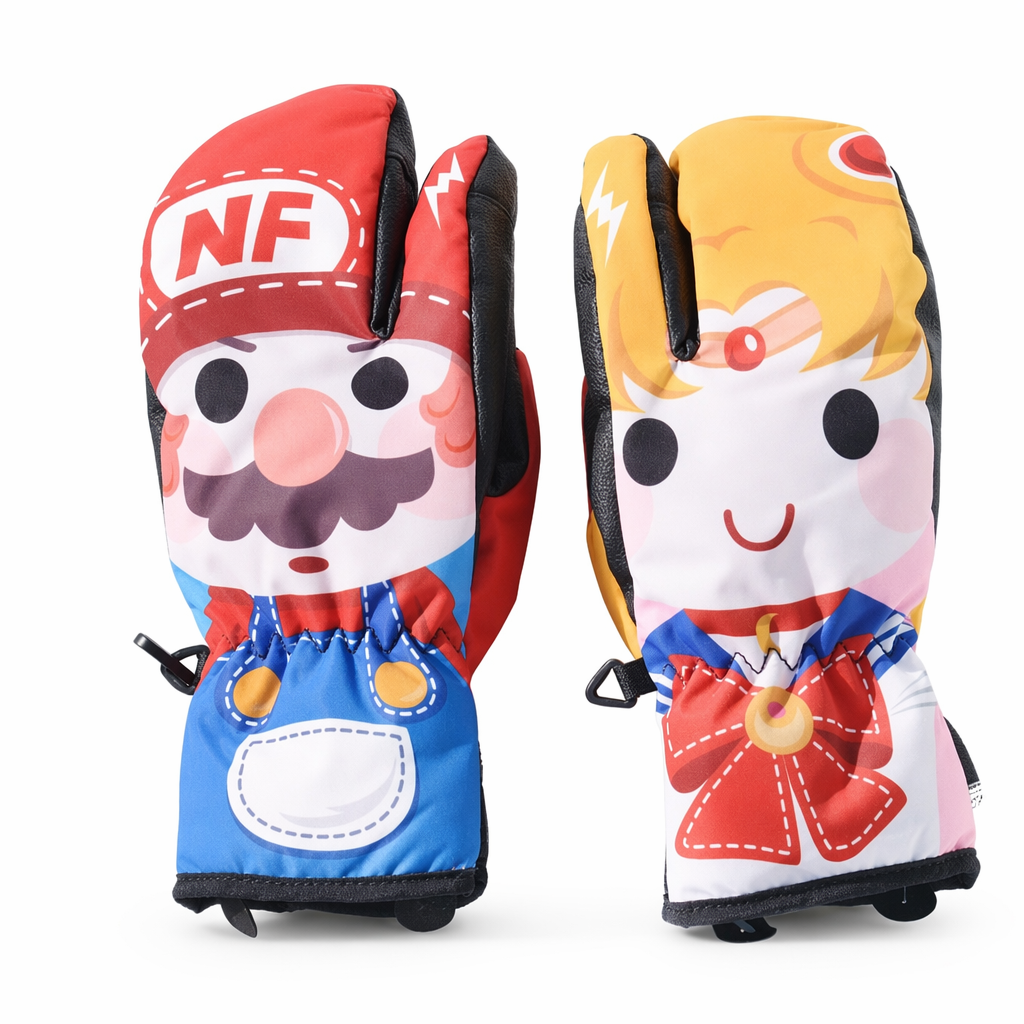 Snowboard Mittens with Cute Design J